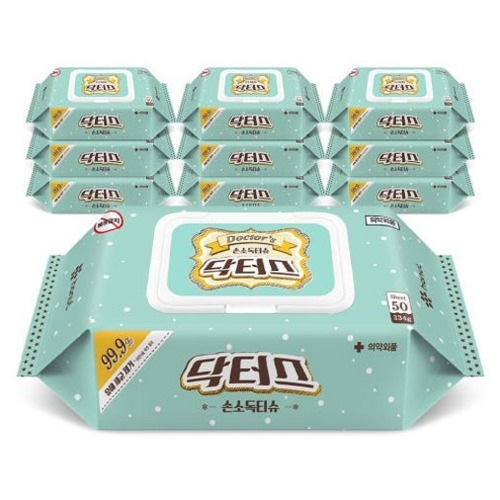 ドクターズ手消毒ティッシュキャップ型50枚10個クリーンで手軽な殺菌家庭オフィス全家族生活防疫