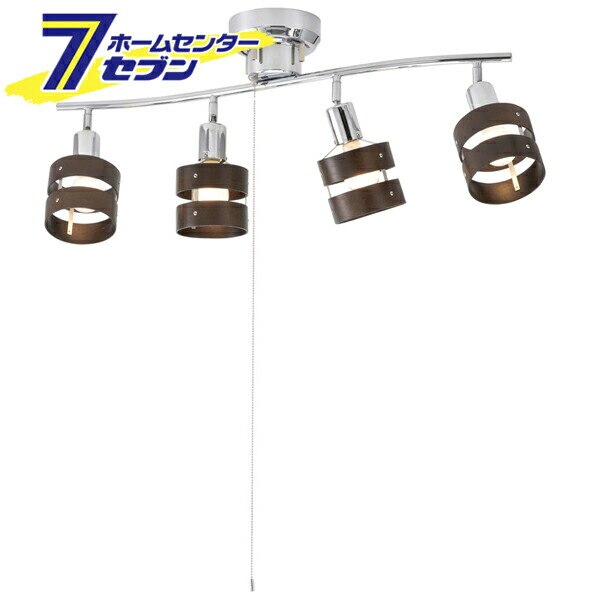 ４灯シーリングライト ウッドリング 電球別売 [品番]06-1490 LT-YN40BW オーム電機
