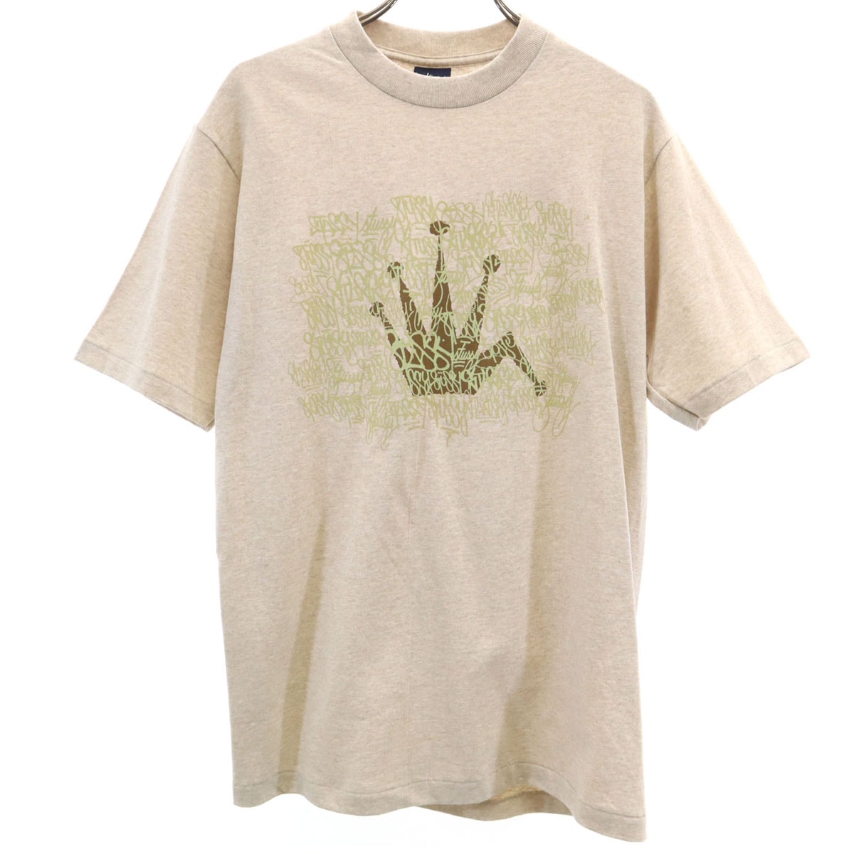 90s 紺タグ オールド 半袖 Tシャツ S ベージュ メンズ 古着