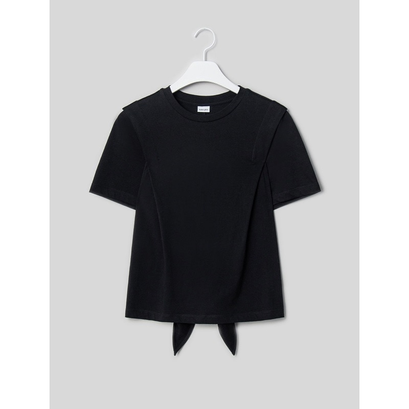 kuho plus シグネチャー バックタイド ジャージ トップ 韓国ファッション 夏用半袖コットンTシャツ