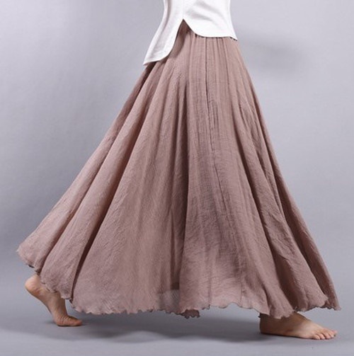 3274．リネン風フレアロングきれいめボトムス(ブラウン) 2019 春夏 ナチュラル 大人カジュアル ロング丈 お出かけ お呼ばれ ご挨拶 記念日