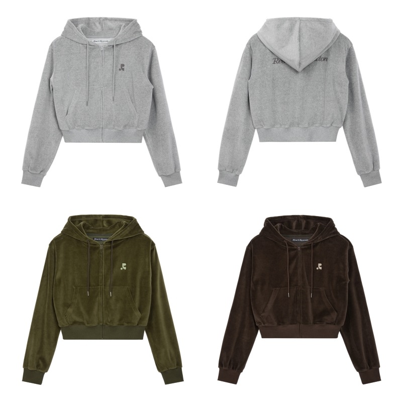 【REST&RECREATION】 VELVET HOOD ZIP-UP : 3COLORS