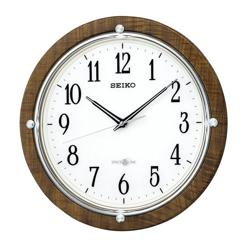 [SEIKO EMBLEM] セイコーエンブレム 掛時計 衛星 SPACE LINK 茶 木目 模様 GP212B ブラウン スペースリンク 電波時計 アナログ