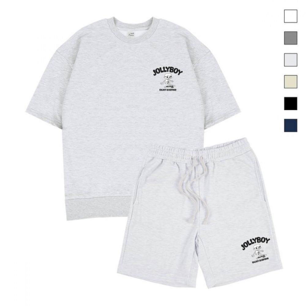 [ポール＆ポール] ジョリーボーイベーシックオーバーフィット半袖スウェットシャツショーツセット