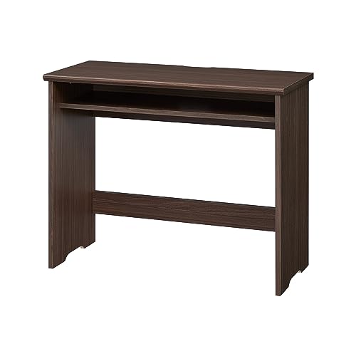 白井産業 デスク 机 収納付き 木製 一人暮らしの部屋にぴったりな幅約90cmのコンパクトサイズ ダークブラウ