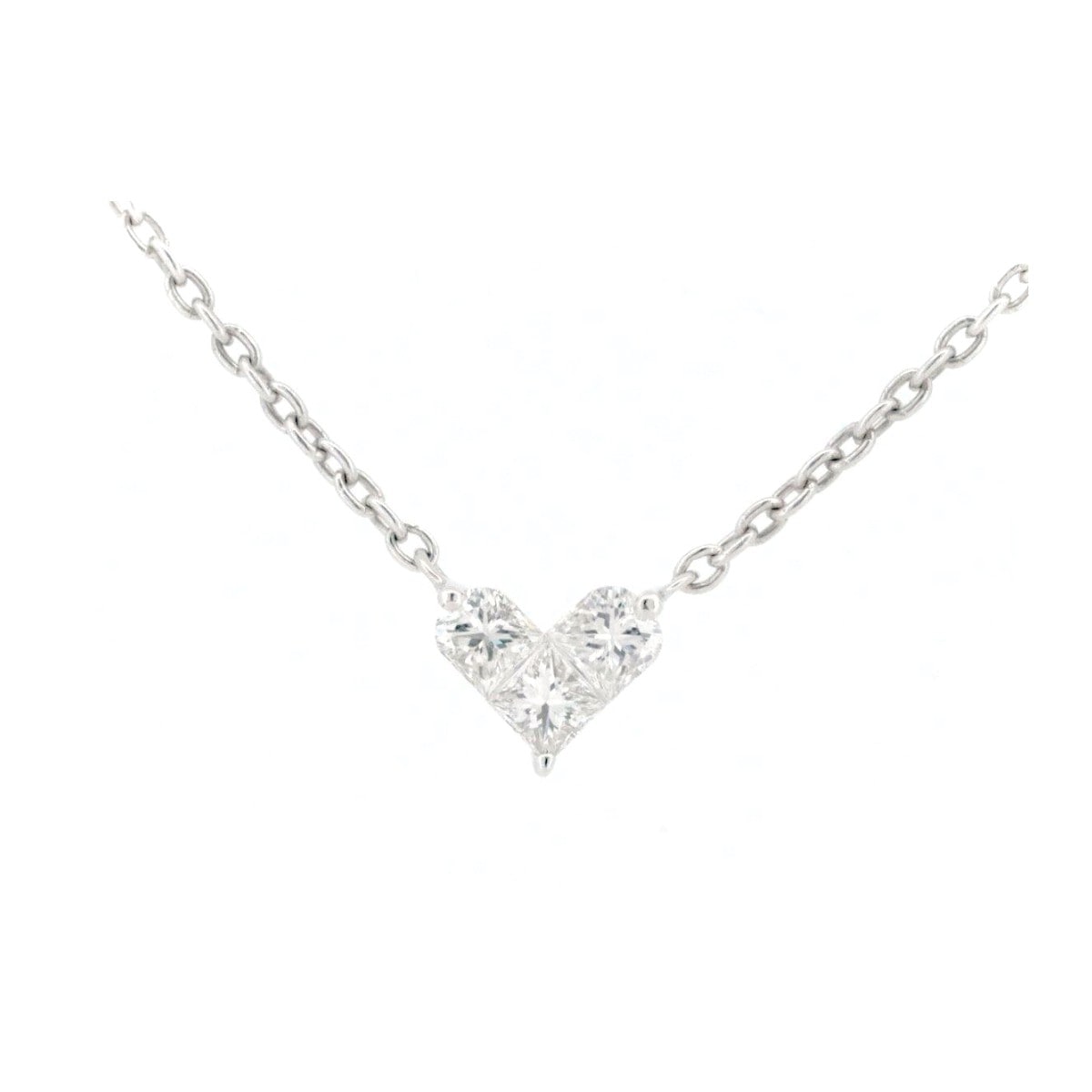 ミステリアスハート ダイヤモンド ネックレス 0.15ct K18WG(18金 ホワイトゴールド) 質屋出品
