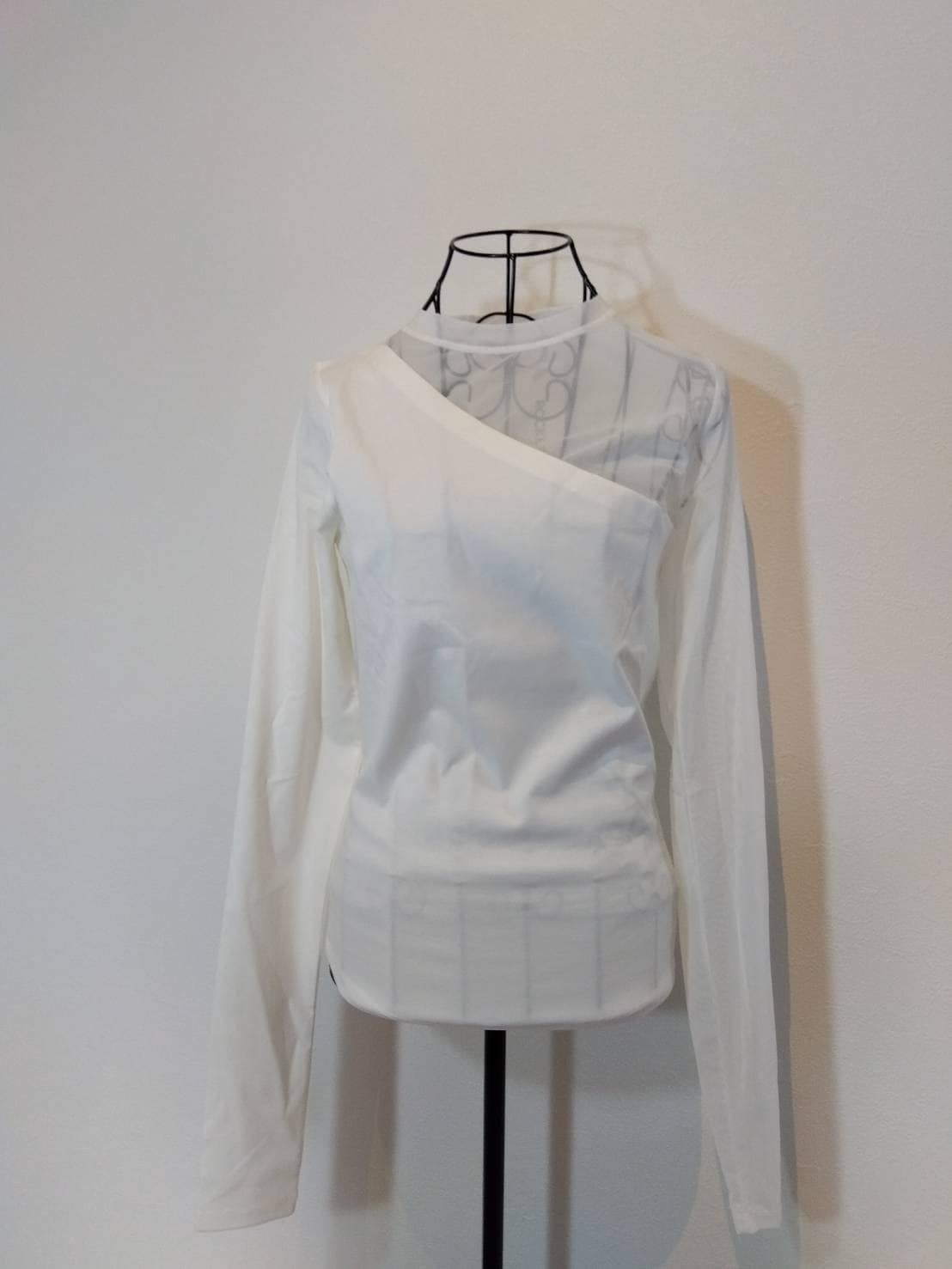 メッシュ　レイヤード　Tシャツ　ホワイト