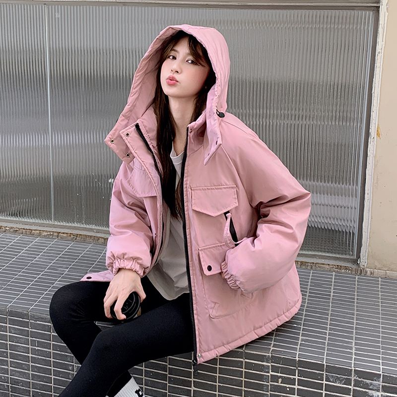 新しい パーカー 綿入れ レディース カジュアル 百掛け ショート丈 トップス 厚手 裏起毛 フード付きアウター 韓国 ゆったり ジャケット 中綿コート