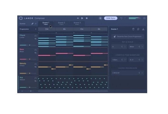 LANDR Composer AIインテリジェントMIDIコード生成プラグインコード旋律作曲プラグインWin
