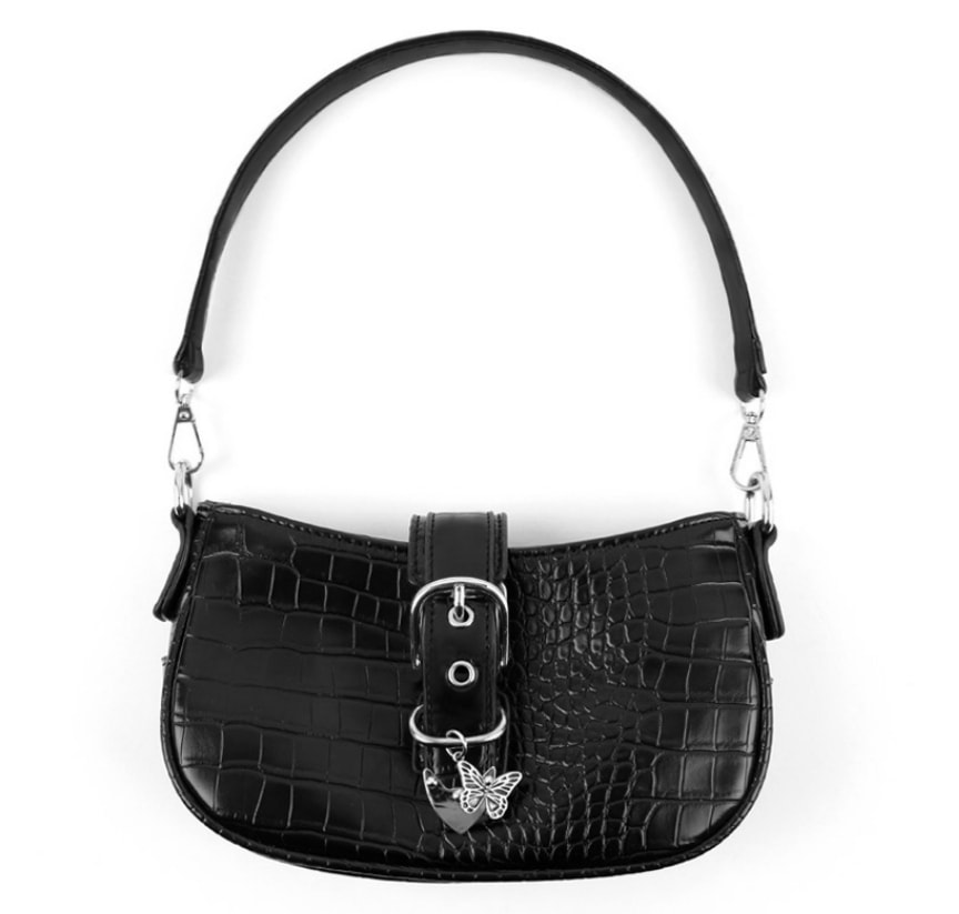 [NF] LEATHER BUCKLE SHOULDER BAG (BLK)(20FW-F910)