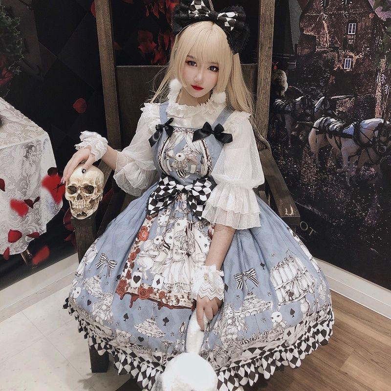 メイド服 ロリータスカートゴシック復古アリスロリータワンピースサスペンダースカートコスプレ