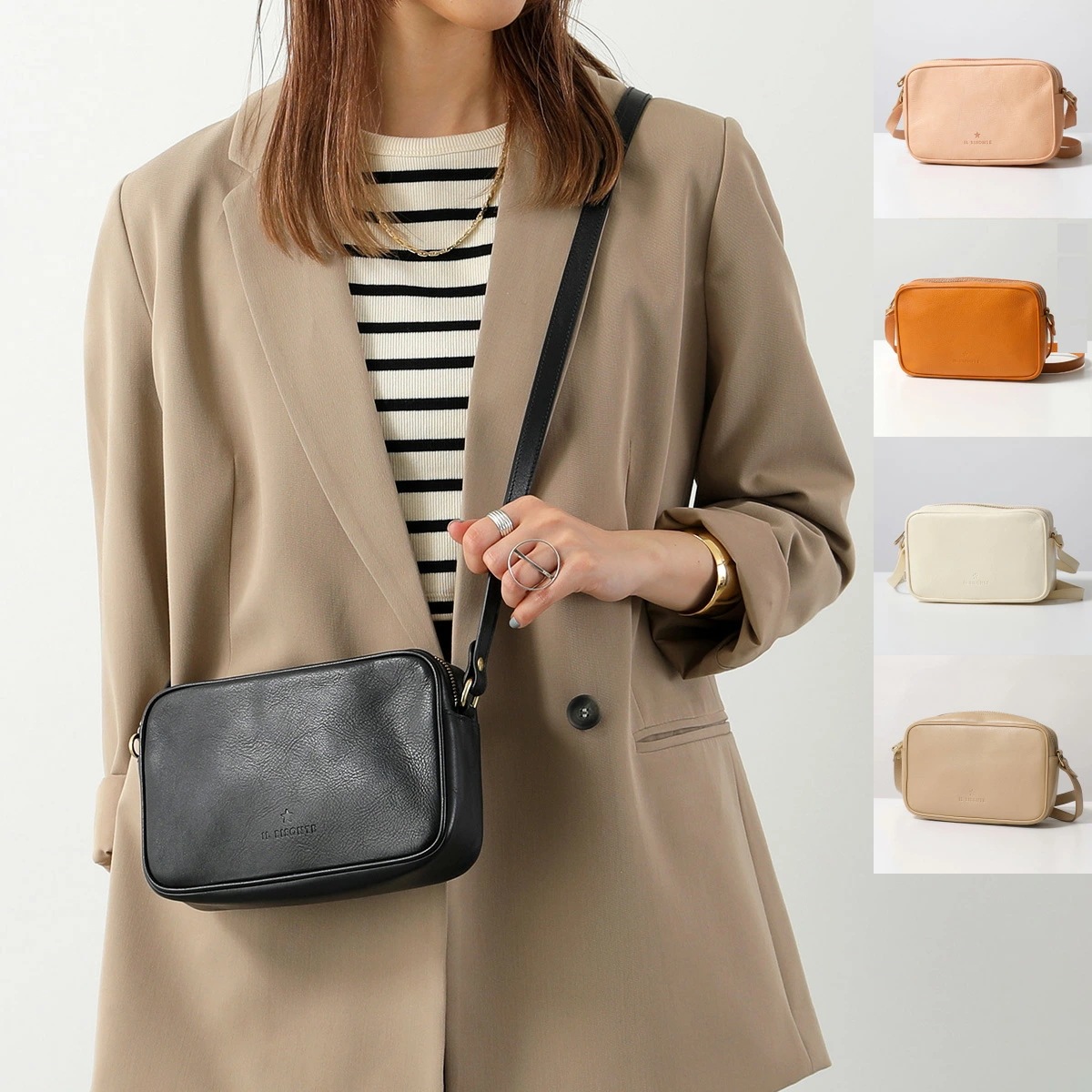 IL BISONTE イルビゾンテ ショルダーバッグ BCR327 PV0001 レディース クロスボディバッグ レザー ロゴ 鞄 カラー6色