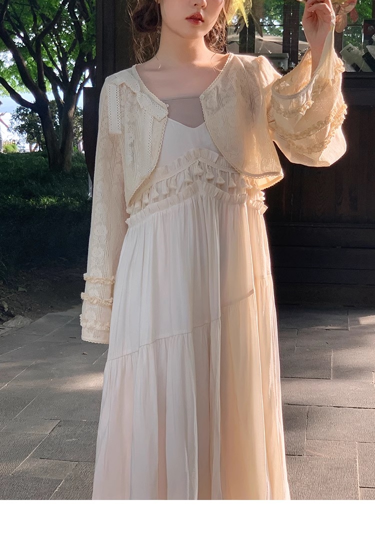 夏 アプリコット ニット カーディガン 薄い セクション 大きいサイズ 婦人服 個性的 トップス カーディガン 袖あり 長袖 襟なし かわいい 大人可愛い カジュアル 大人 上品 おしゃれ お洒落