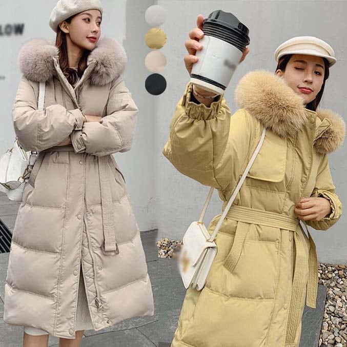 【送料無料】ダウンジャケット レディース 厚手 韓国風 中綿ジャケット 冬用 ダウンコート フード付き 可愛い フェイクファー　ロングコート 中綿コート 暖かい アウター 大きいサイズ 通勤 防寒着