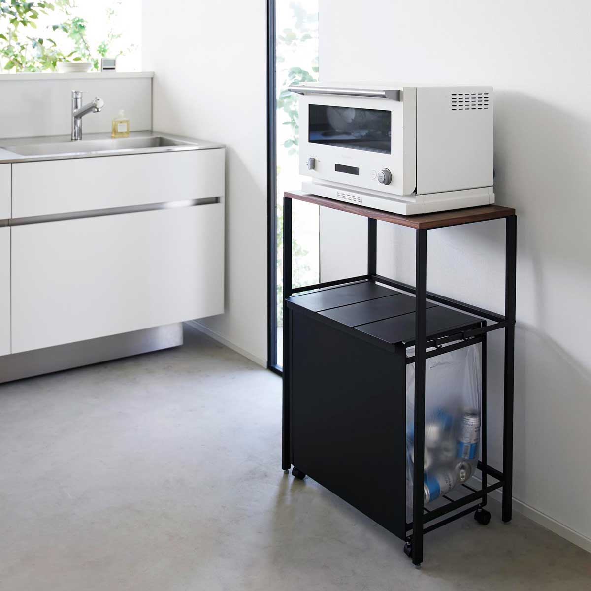 キッチンラック 山崎実業 tower タワー 分別ゴミ箱上ラック 1667 ブラック
