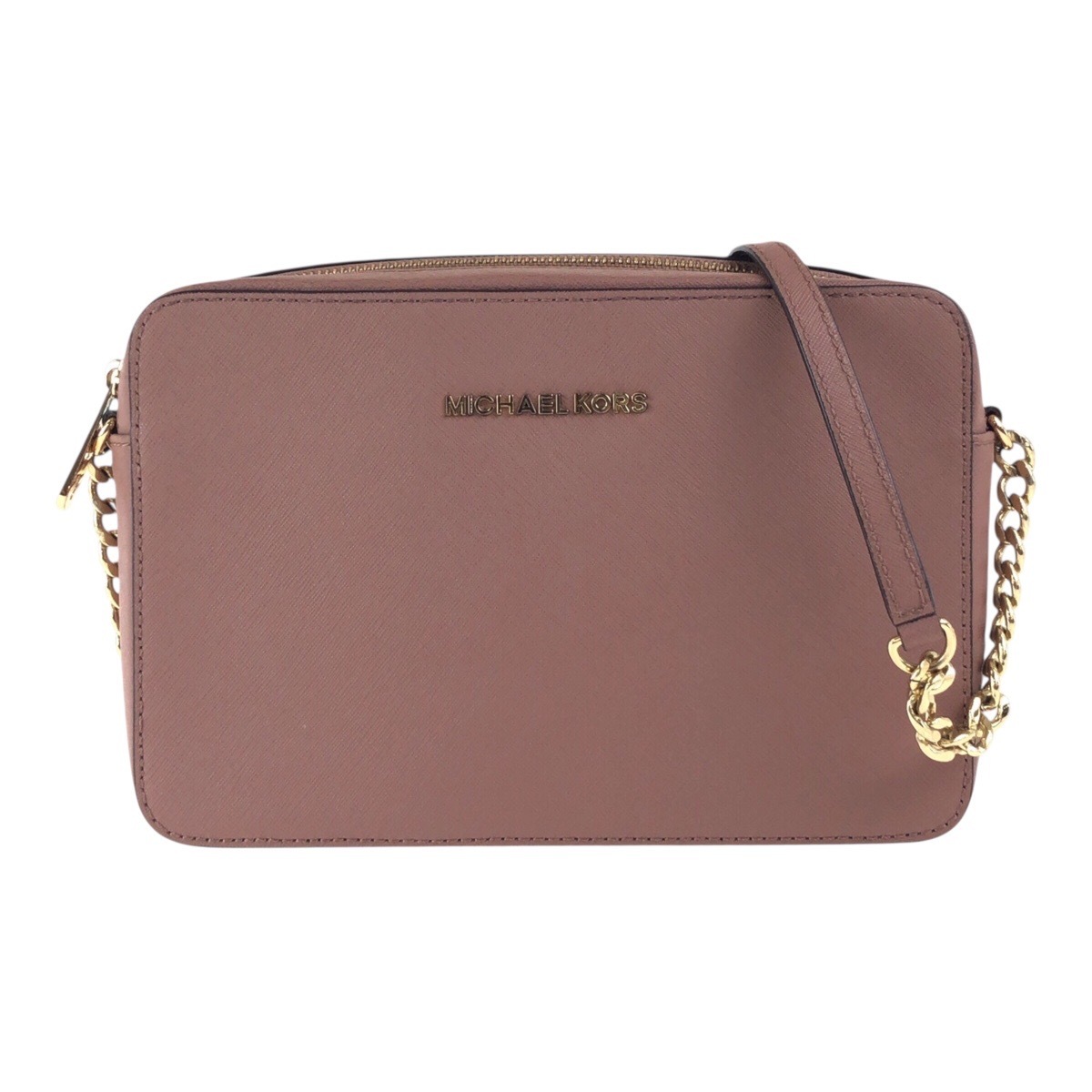 美品 ピンクブラウン ゴールド金具 PVC 斜め掛け ショルダーバッグ レディース 502761