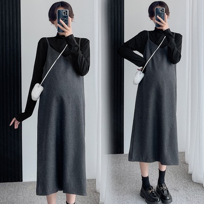 2点セット マタニティワンピース カットソー 伸縮 ロング ロング丈 Aライン かわいい 大人可愛い きれいめ シンプル カジュアル 大人 上品 おしゃれ お洒落 大人女子 こなれ感 ラフ ガーリー