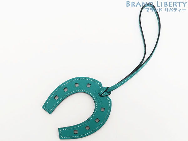 新古品エルメスパドックホースシューシュバル馬蹄モチーフチャームバッグチャームキーホルダーブルーパオンブルー