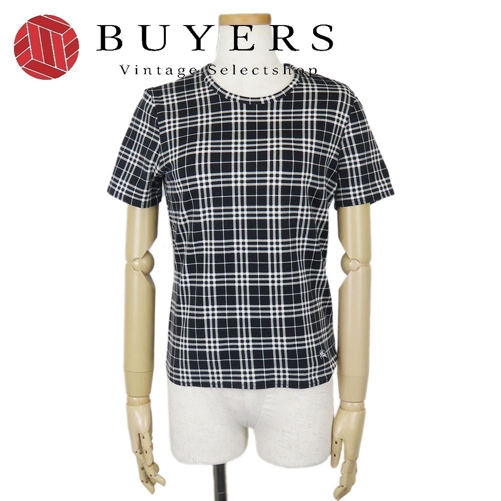 中古 カットソー 2 コットン ポリウレタン ブラック ホワイト 半袖 チェック アパレル レディース 女性