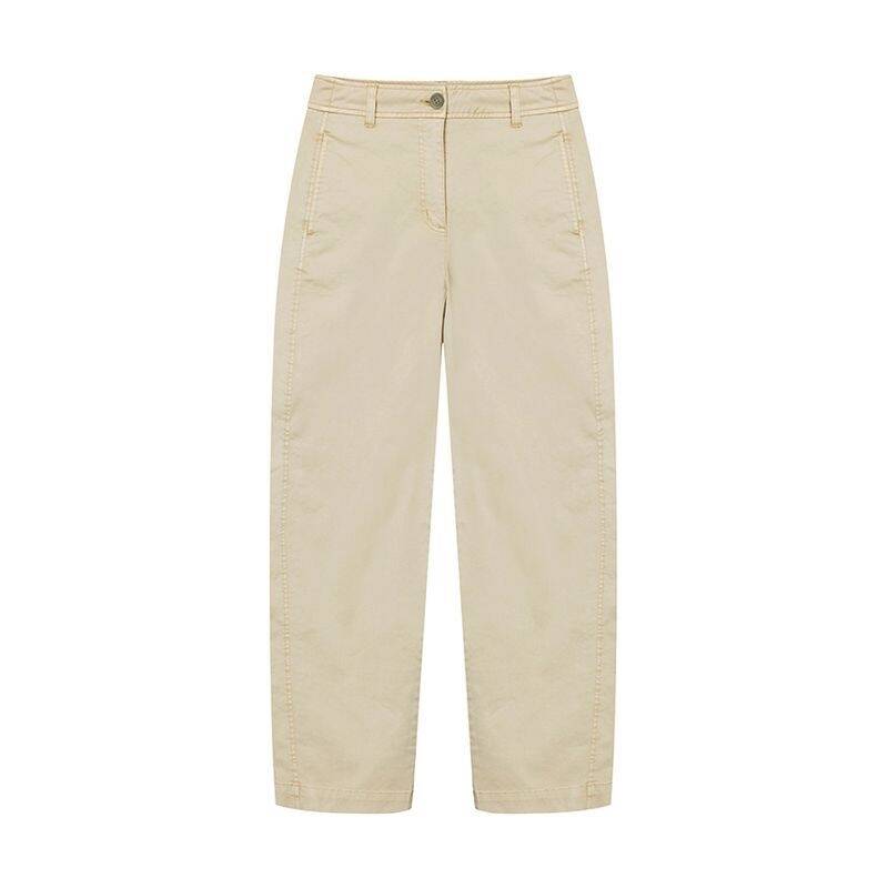 Nau W ガーメントダイ バレルレッグパンツ ベージュ 496365