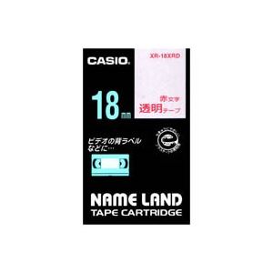 (業務用30セット) カシオ CASIO 透明テープ XR-18XRD 透明に赤文字 18mm