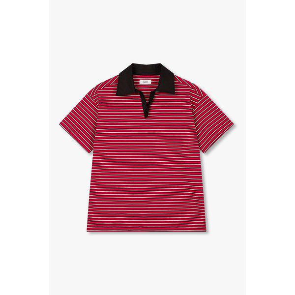 シャツカラーパッチストライプ半袖Tシャツ(9106222223)