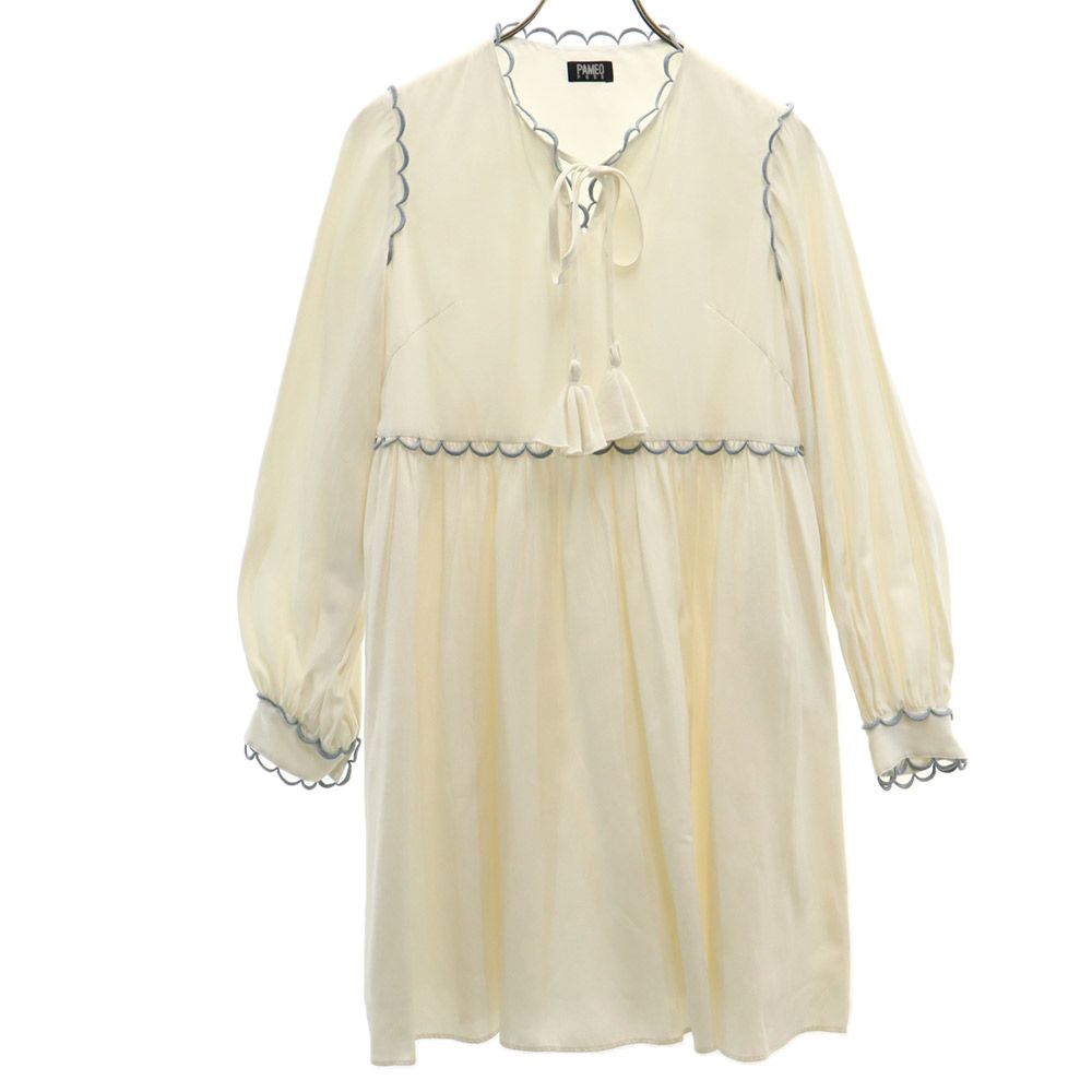 日本製 長袖 ワンピース F ホワイト系 レディース