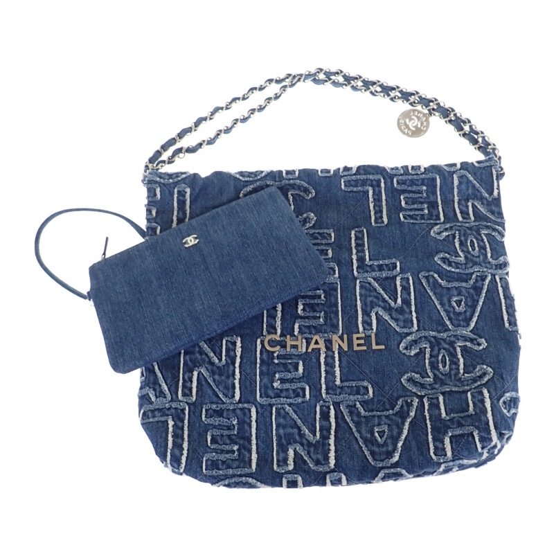 【SAランク】 スモール パッチワーク AS3261 ハンドバッグ デニム ブルー シルバー金具 レディース【ISEYA】