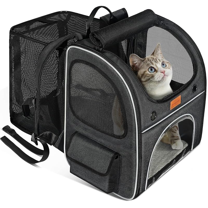 【国内即発】猫 キャリー バッグ Morpilot 四面拡張可能 2WAY リュック ペットハウス キャリー 中・大型猫用・小型犬・うさぎ用 シートベルト固定可能 折りたたみ 通気性 臭気がない 引っ