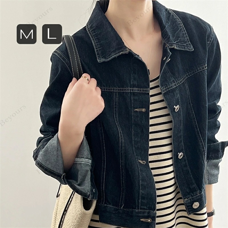 アウター デニムジャケット 綿 レディース デニムシャツ デニム トップス ジャケット 長袖 羽織 大人 無地 秋 夏 ネイビー プレゼント ギフト【】