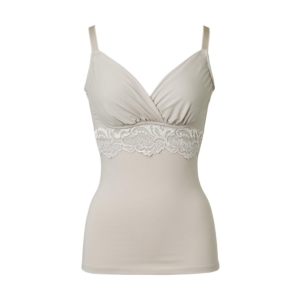 [ブラデリス ニューヨーク] ノンワイヤー補整ブラキャミ 綿混ストレッチハイブリッドハートカップブラキャミ25 グレージュ LL