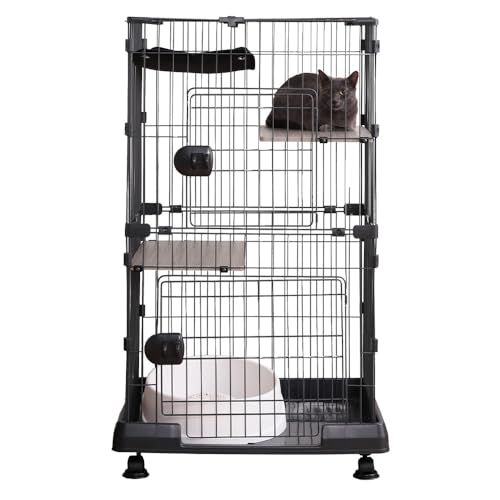 アイリスオーヤマ 猫 ケージ ミニタイプ 2段 ハンモック付き マットグレー 幅69×奥行54.5×高さ115cm PMCC115H