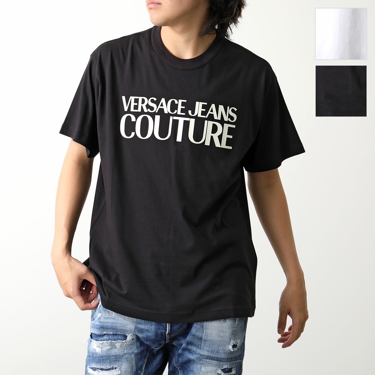 VERSACE JEANS COUTURE ヴェルサーチ ジーンズ クチュール 半袖 Tシャツ 76GAHG01 CJ00G メンズ LOGO COLOR PT クルーネック カラー2色 11,036円