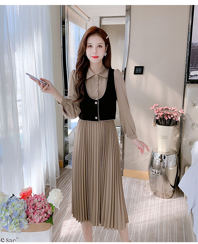 トップス ワンピース シャツ ブラウス ベスト ジャケット プリーツスカート シャツワンピース ワンピドレス 膝下 ミモレ ミモレ丈 袖あり 長袖 襟付き フレア Aライン ひらひら ヒラヒラ