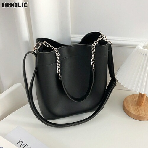 レザー調チェーンショルダーバッグトートバッグ2WAYストラップセット(バックルあり)レザー調チェーンショルダーバッグトートバッグ2WAYストラップセット(バックルあり)・1950973