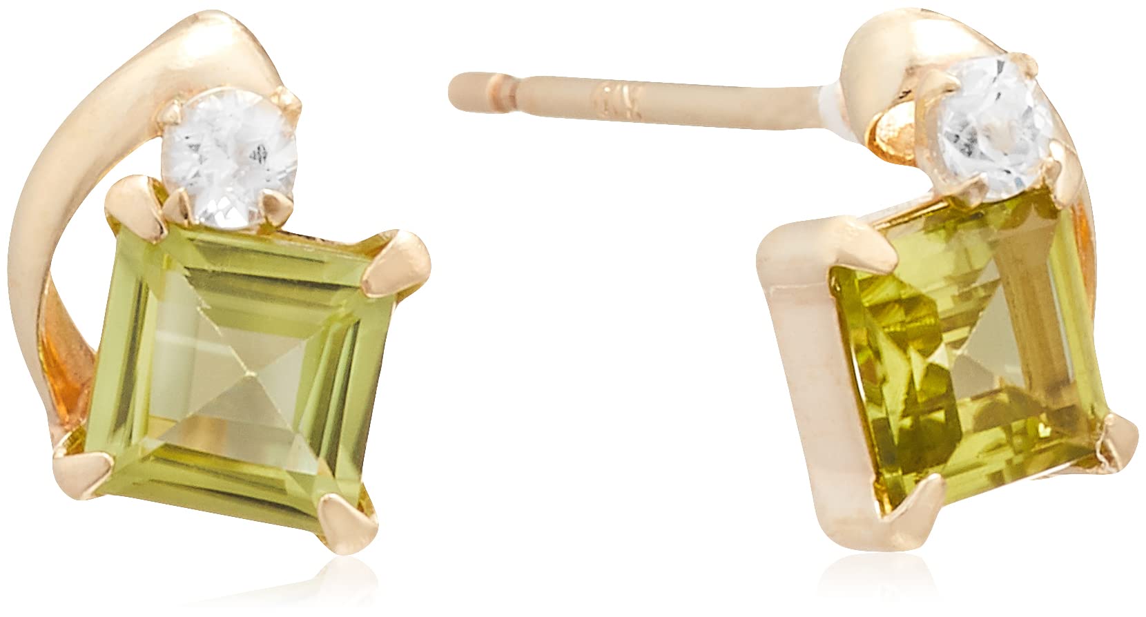 ペリドット/ホワイトトパーズ スクエアピアス K10イエローゴールド DS_1729J_-03