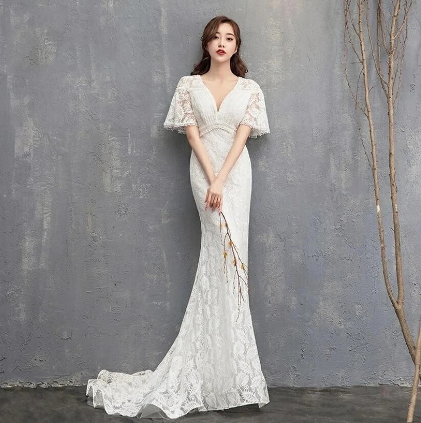 ライフチェンジャーマーメイドドレス ウエディングドレス 演奏会 Long dress ロング丈ドレス パーディードレス セクシー 結婚式 二次会 舞台用 披露宴 演奏会 発表会 ピアノ レースドレス