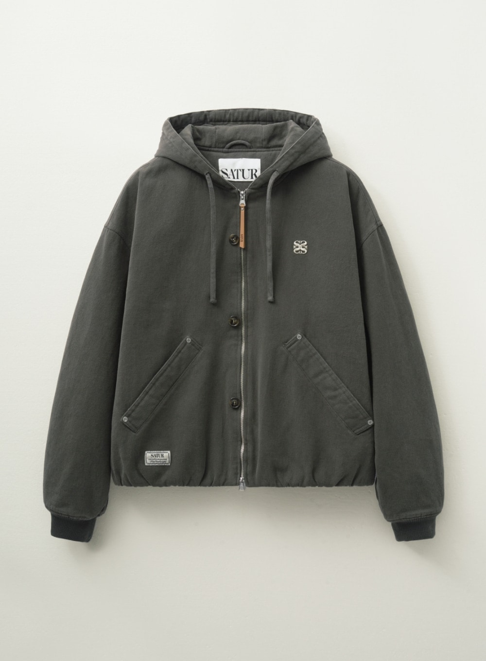 【SATUR】 TEO PADDED HOOD ZIP-UP : CHARCOAL