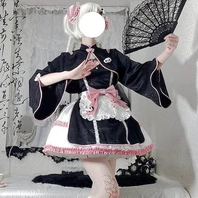 [タイムセール]中華ロリータチャイナ風ミニワンピースセットコスプレロリータワンピースコスムメイド服値下げ