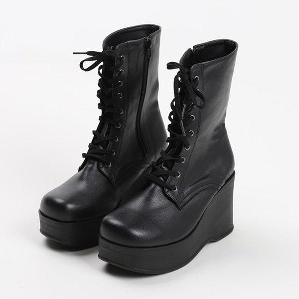 [シューズ] 身長アップ レースアップ レディース ウィメンズ アンクル ミドル ロング ブーツ 8cm sjsul-9mokworker