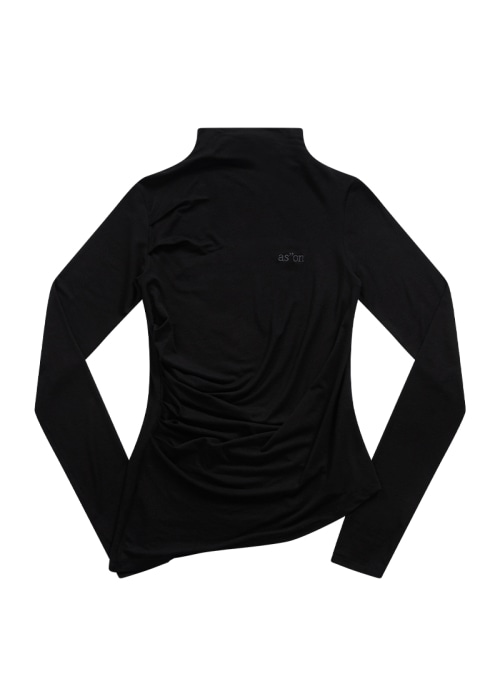 【AS"ON】 VEIL HIGH-NECK TEE / BLACK 正規品