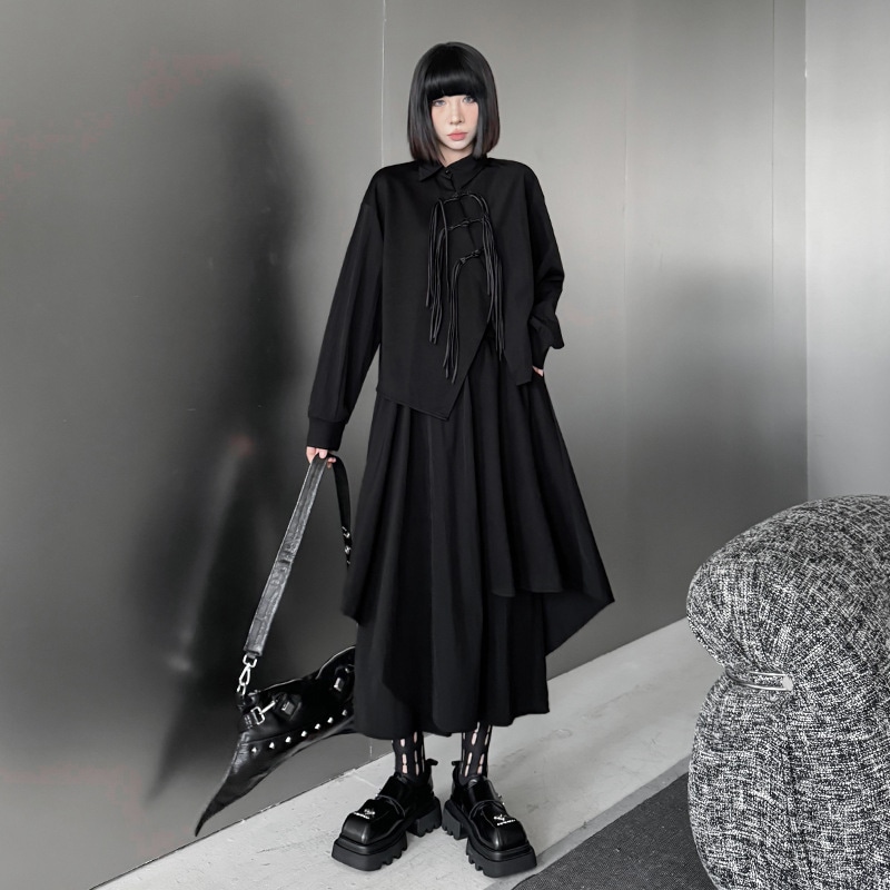 【Noir Mode】高級感溢れる 上品 ファッションスーツ ツーピース レディース シャツ+スカートパンツ セット