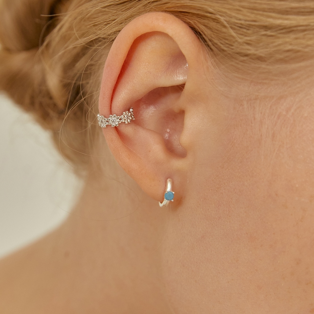 LUNNE シルバーブルーミングデイジーキュービックイヤーカフ #LSE15