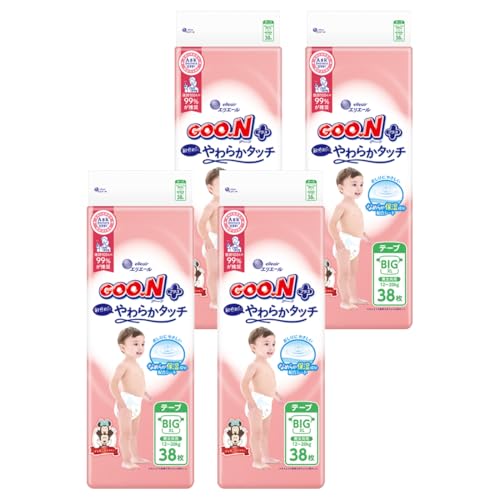 【テープ BIGサイズ】グーンプラス 敏感肌にやわらかタッチ おむつ (12~20kg) 152枚(38枚×4) [ケース販売] (ディズニーデ