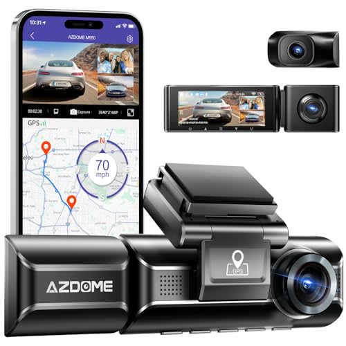 AZDOME ドライブレコーダー 前後カメラ 3カメラ同時録画 4K UHD 800万画素 GPS WIFI搭載 IMX415センサー WDR搭載 3.19インチ小型 ドラレコ 駐車監視 ノイズ/LE