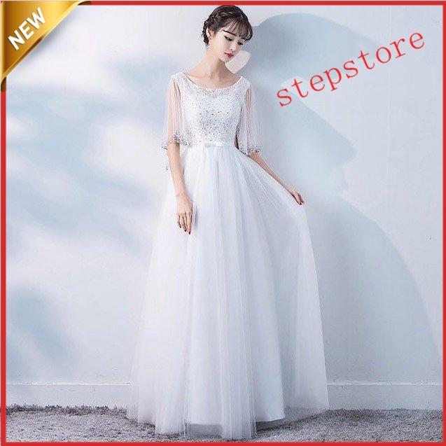 ロングドレス 白 ホワイト 水色 チュール 姫系 成人式 卒業式 20代 30代 司会ドレス 演奏会 パーティードレス 結婚式 花嫁ドレス