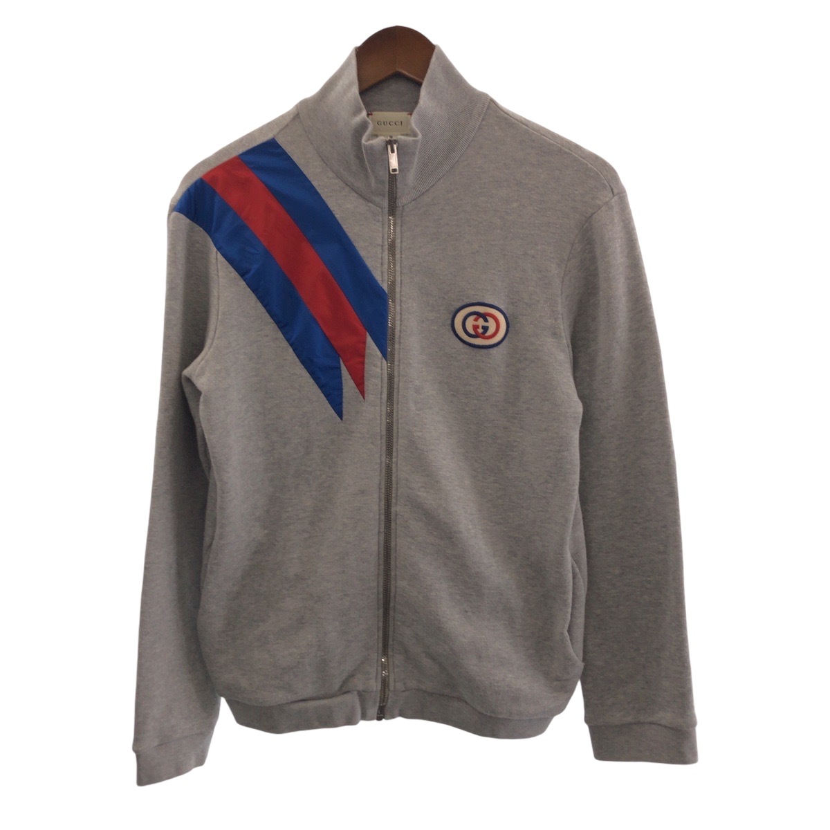 美品 シェリー サイズ12 グレー レッド ブルー シルバー金具 コットン スウェット ブルゾン ジップアップ キッズ 504700