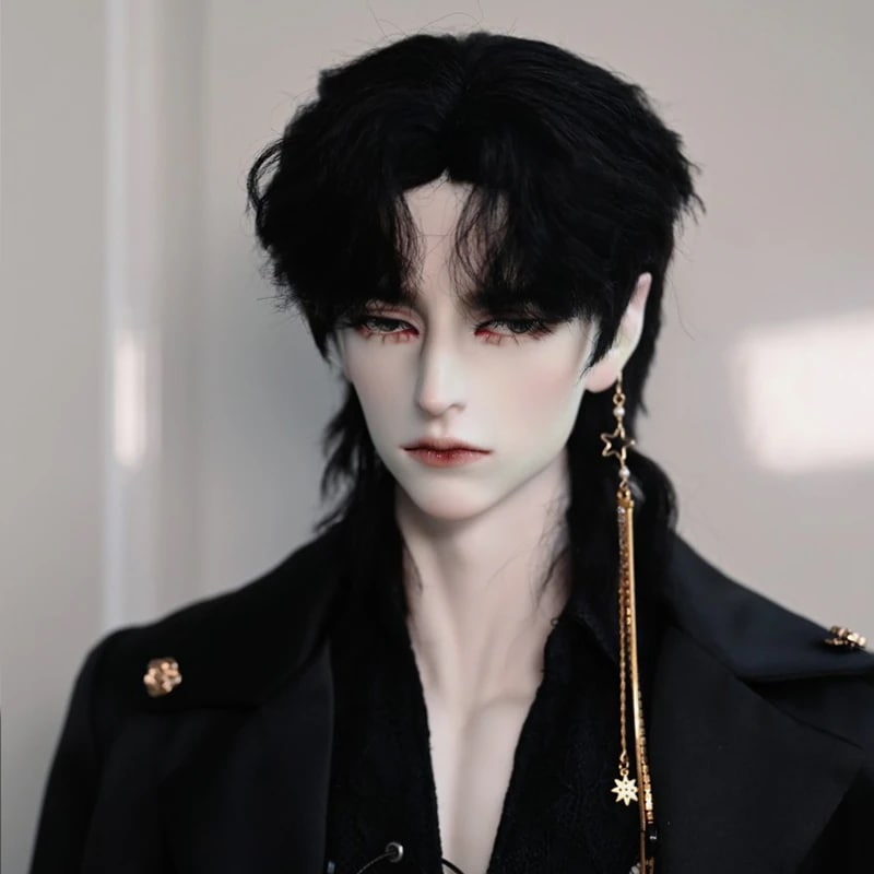 BJD 1/3 ドール用ウィッグ ウルフ スタイリング モヘア 黒 SDサイズ球体関節人形用ウィッグ