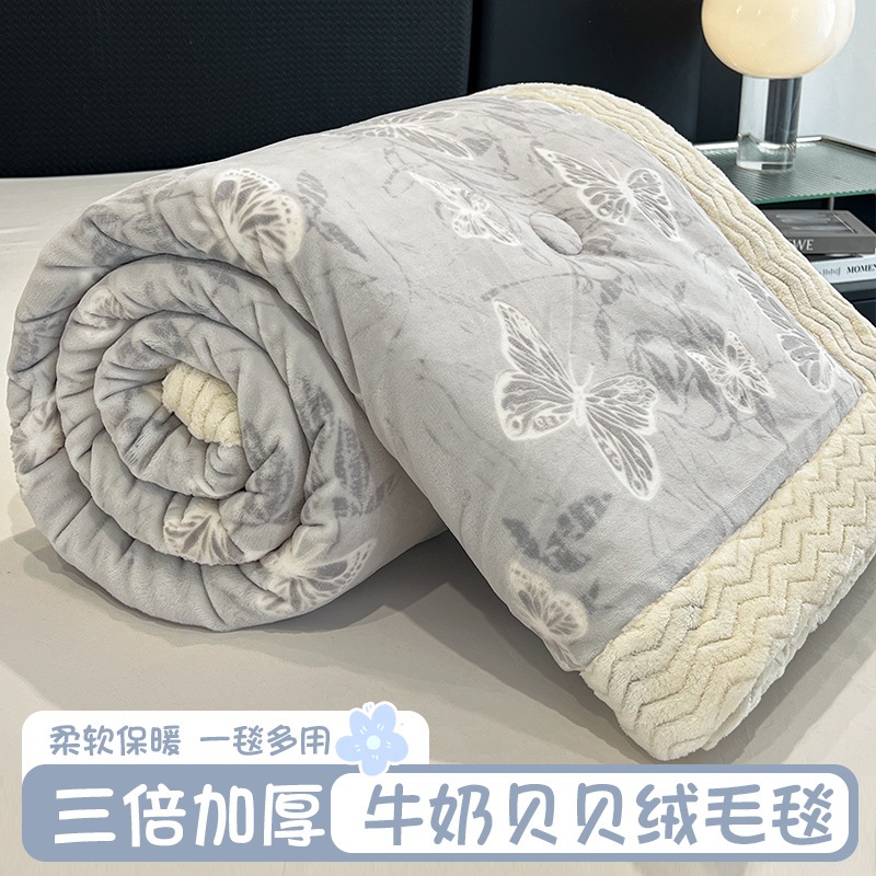 11 大規模な価格変換 r n1001- 3層ブランケットバターフライグレー[彫刻された牛乳ベルベット温度ロックコールド保護髪を脱ぐことを拒否] r n1002- 3層のカーペットフローの兼