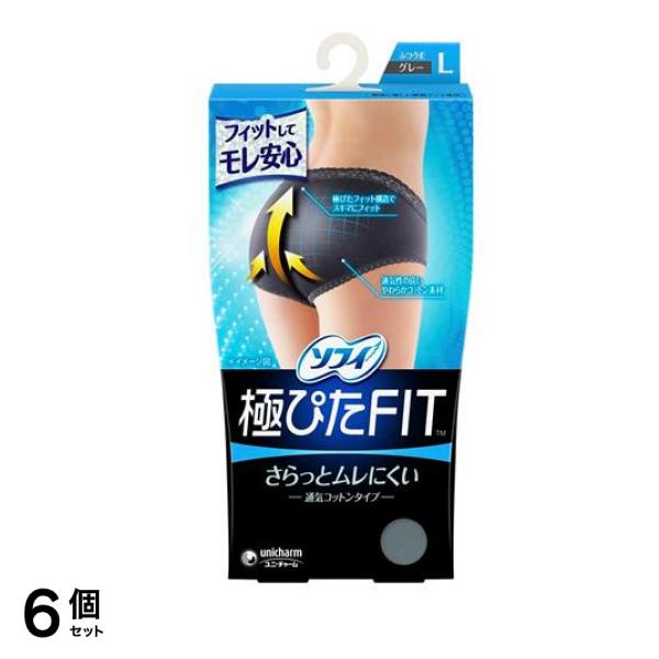 極ぴたFIT 通気コットンタイプ Lサイズ 1枚入 (グレー) 6個セット